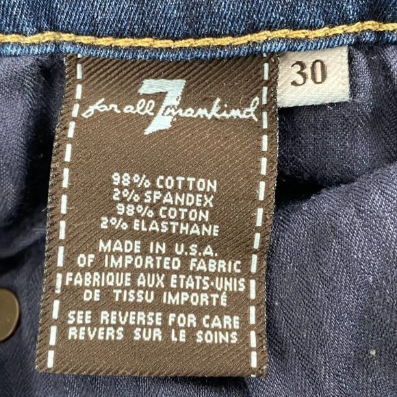 7 For All Mankind Women's Jeans Size 30 Skinny Dark Wash Denim with Paint Spots - Picture 4 of 16